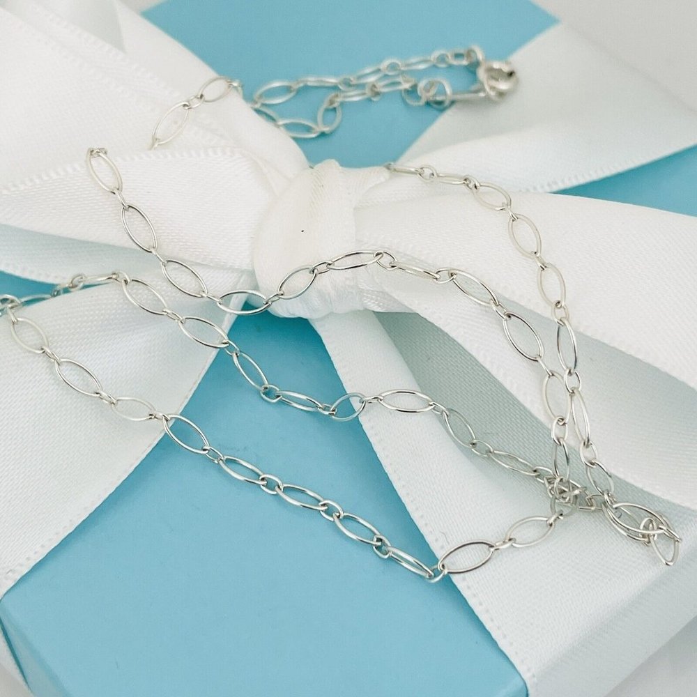 31" RARE Tiffany & Co Oval Link Chain Necklace in Sterling Silver AUTHENTIC - Picture 3 of 6